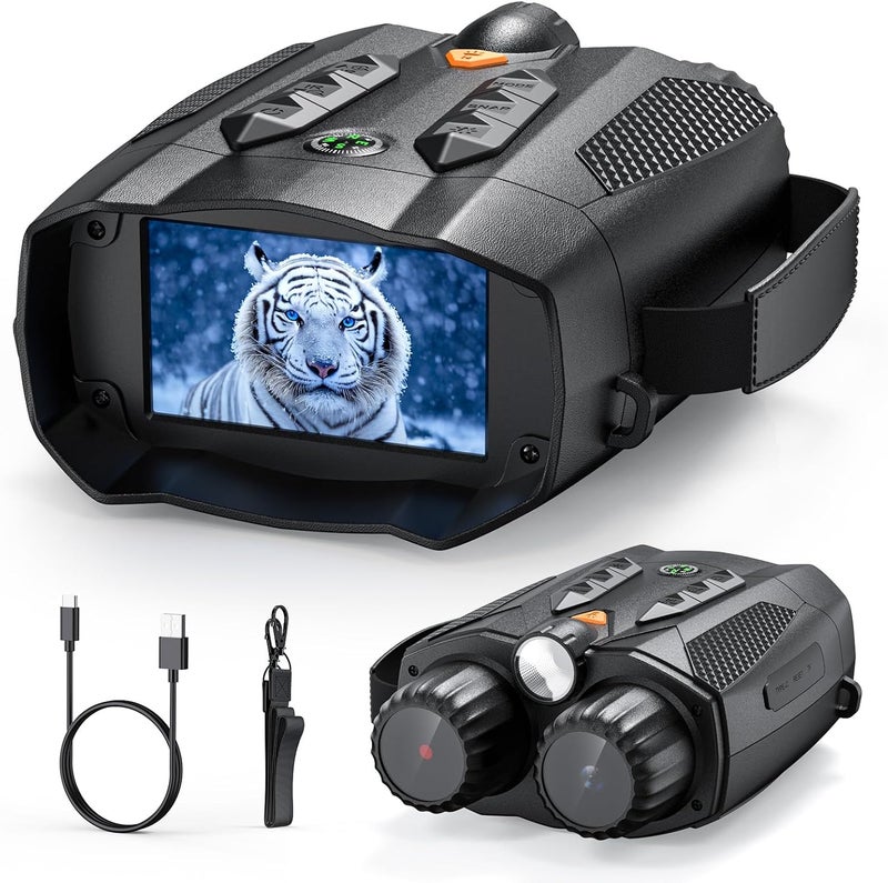 GinoCaco 4K Night Vision Goggles, 1315 FT Night Vision Binoculars for Adults, Infrared Goggles for Hunter 8X Digital Zoom with 32GB TF Card for Photos and Videos, Ideal for Outdoor Camping Observation - Image 1